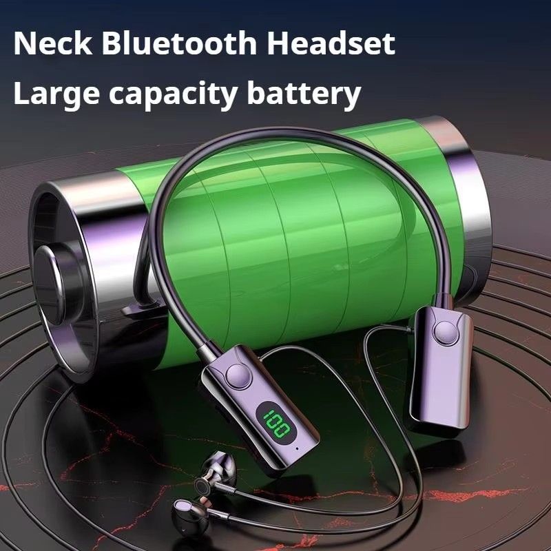 Bluetooth wireless earphones, Bluetooth neck hanging earphones, LED display screen, high fidelity stereo sports earphones