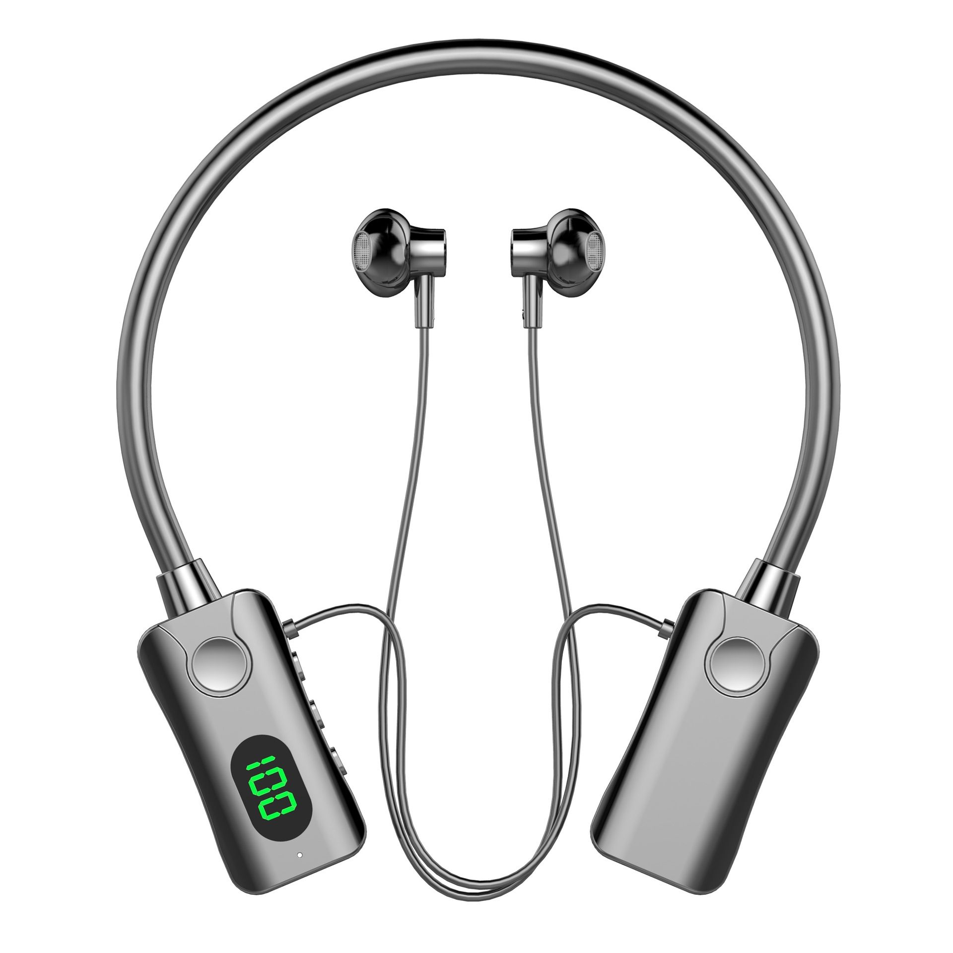 Bluetooth wireless earphones, Bluetooth neck hanging earphones, LED display screen, high fidelity stereo sports earphones