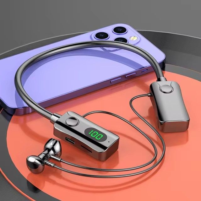 Bluetooth wireless earphones, Bluetooth neck hanging earphones, LED display screen, high fidelity stereo sports earphones