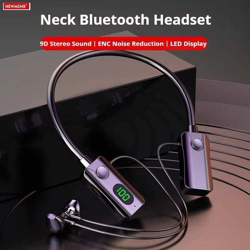 Bluetooth wireless earphones, Bluetooth neck hanging earphones, LED display screen, high fidelity stereo sports earphones