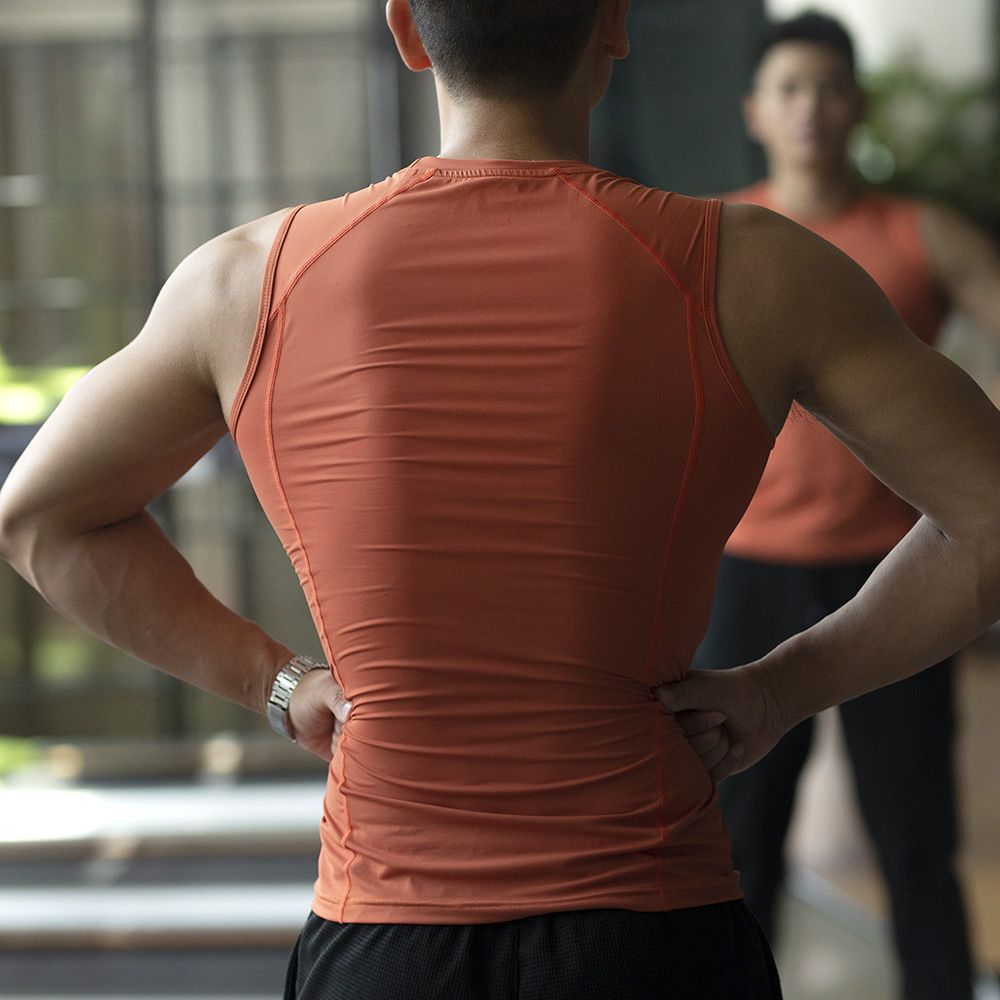 Fitness quick drying vest men's tight fitting clothes with stretchy shoulder, breathable, sweat absorbing, sleeveless coach high stretch compression training clothes