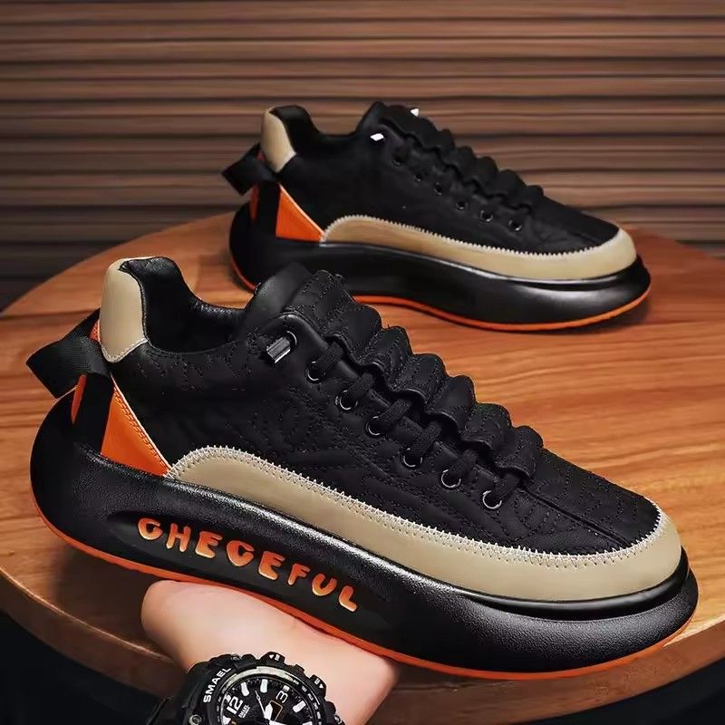 New work safety shoes, men's casual sports shoes, thick soled spring and autumn fashion shoes, rubber soles with shock-absorbing function, sports shoes