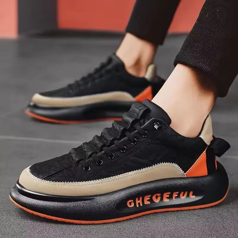 New work safety shoes, men's casual sports shoes, thick soled spring and autumn fashion shoes, rubber soles with shock-absorbing function, sports shoes