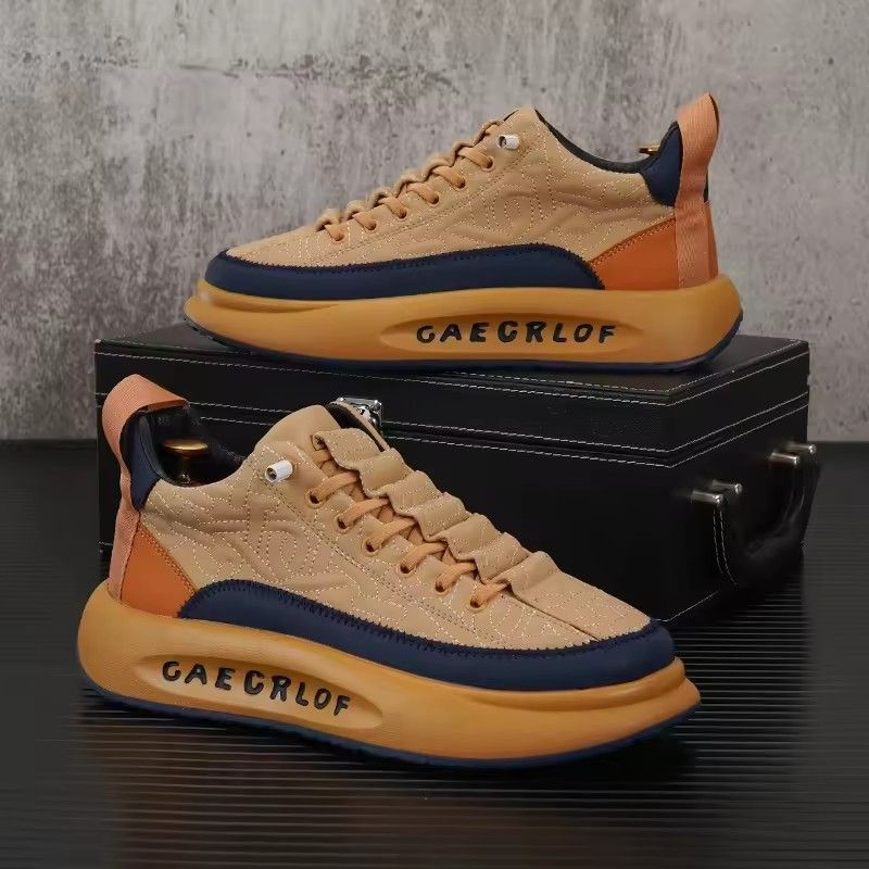 New work safety shoes, men's casual sports shoes, thick soled spring and autumn fashion shoes, rubber soles with shock-absorbing function, sports shoes