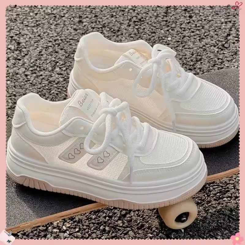 Women's shoes, white casual sports shoes, breathable mesh, new fashionable sports shoes, rubber surface
