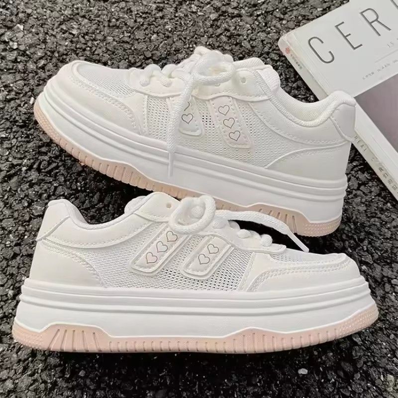 Women's shoes, white casual sports shoes, breathable mesh, new fashionable sports shoes, rubber surface