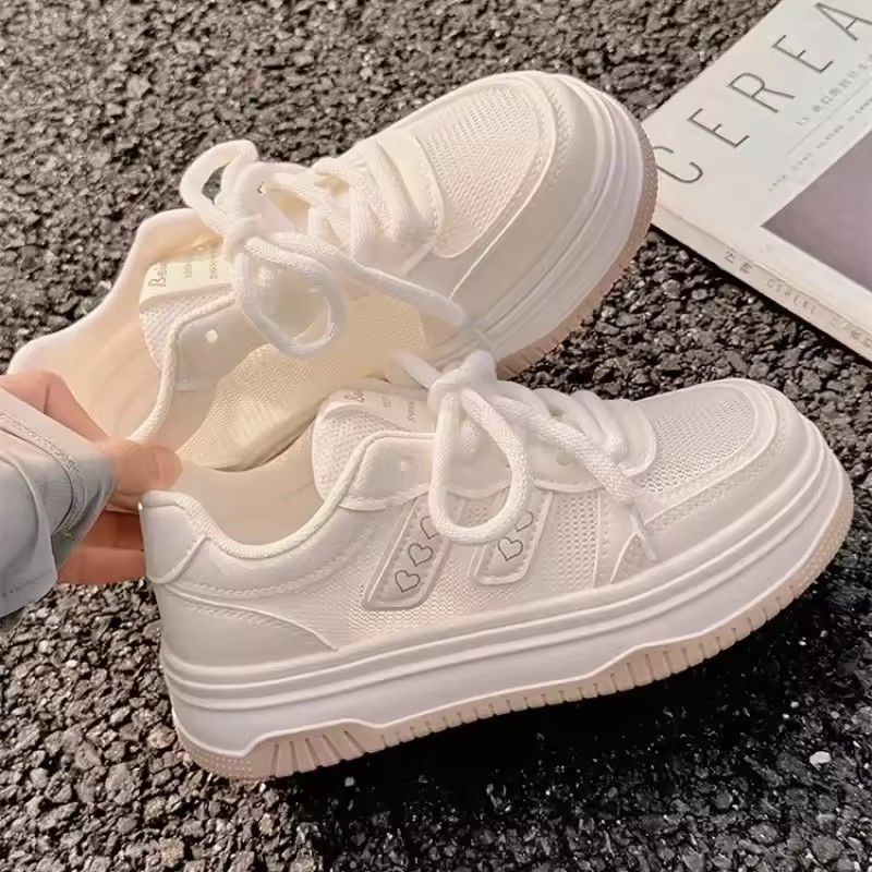 Women's shoes, white casual sports shoes, breathable mesh, new fashionable sports shoes, rubber surface