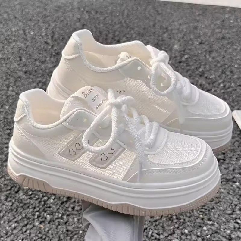 Women's shoes, white casual sports shoes, breathable mesh, new fashionable sports shoes, rubber surface