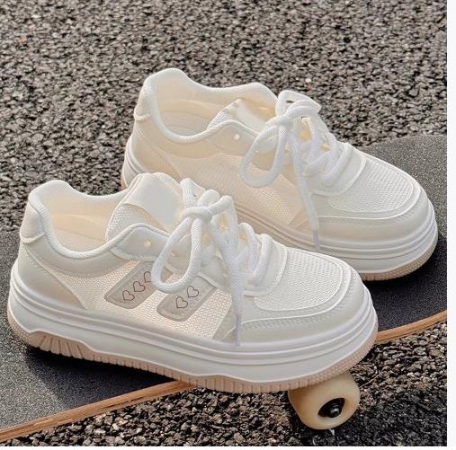 Women's shoes, white casual sports shoes, breathable mesh, new fashionable sports shoes, rubber surface