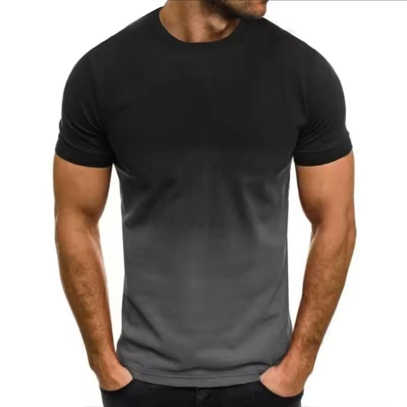 Men's T-shirt thin loose short sleeved men's fashion gradient series 3D printed round neck casual loose top