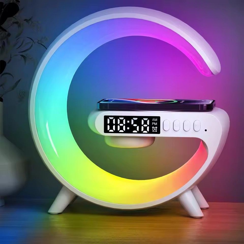 LED intelligent wake-up light RGB night light with wireless speaker wireless rechargeable bedside lamp suitable for bedrooms, headboards, and gaming rooms