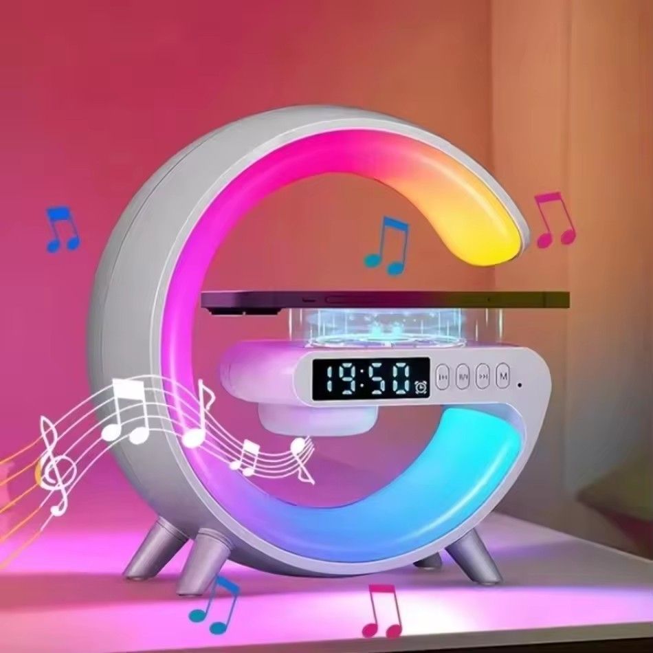 LED intelligent wake-up light RGB night light with wireless speaker wireless rechargeable bedside lamp suitable for bedrooms, headboards, and gaming rooms