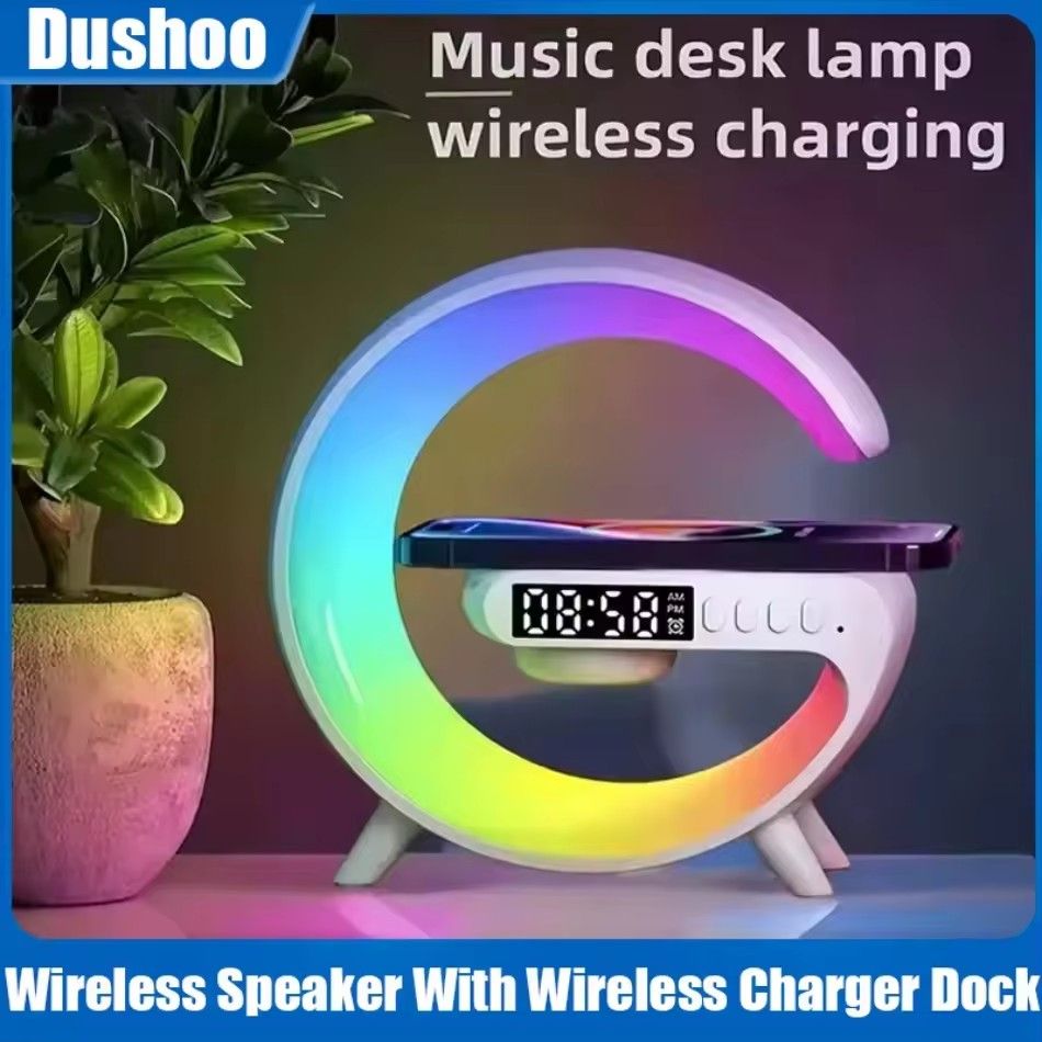 LED intelligent wake-up light RGB night light with wireless speaker wireless rechargeable bedside lamp suitable for bedrooms, headboards, and gaming rooms