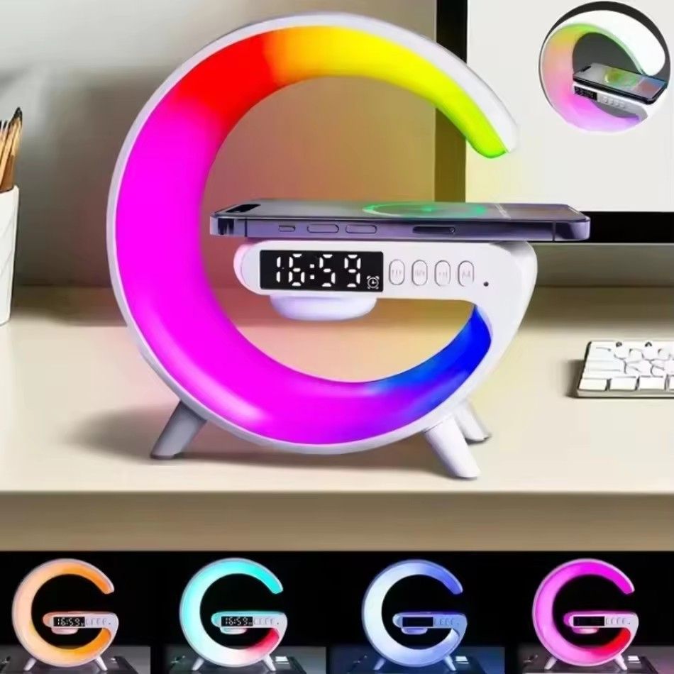 LED intelligent wake-up light RGB night light with wireless speaker wireless rechargeable bedside lamp suitable for bedrooms, headboards, and gaming rooms