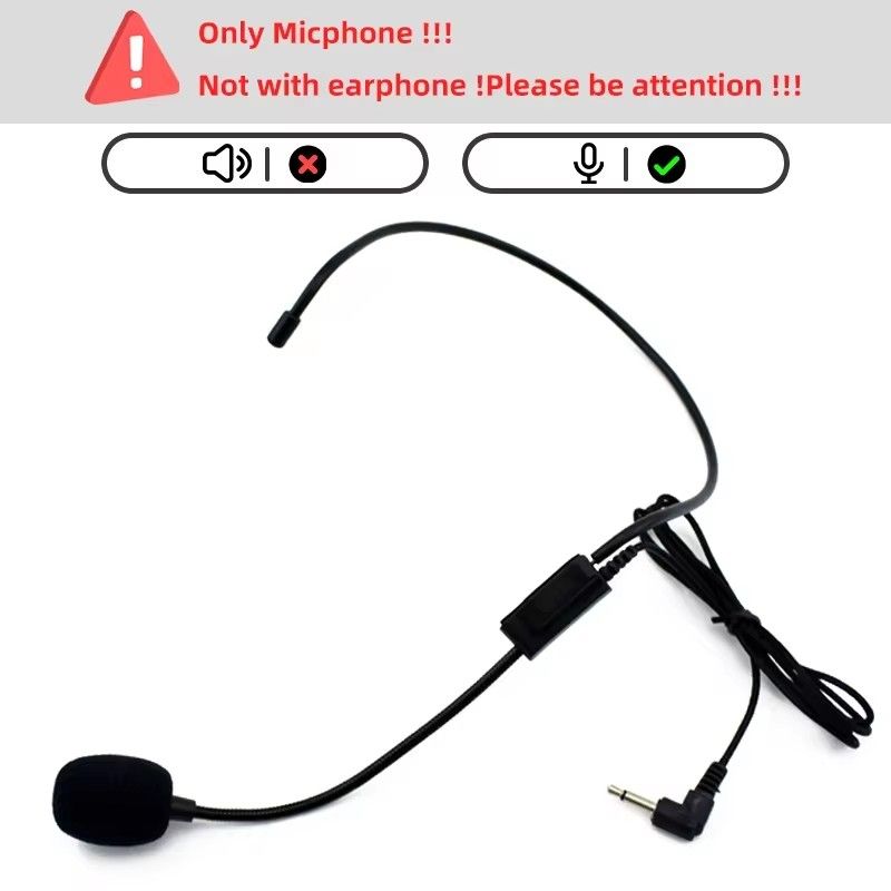 Wired Microphone Amplifier 3.5mm Wired Headset Microphone Headworn Mic for Voice Amplifier Loudspeaker