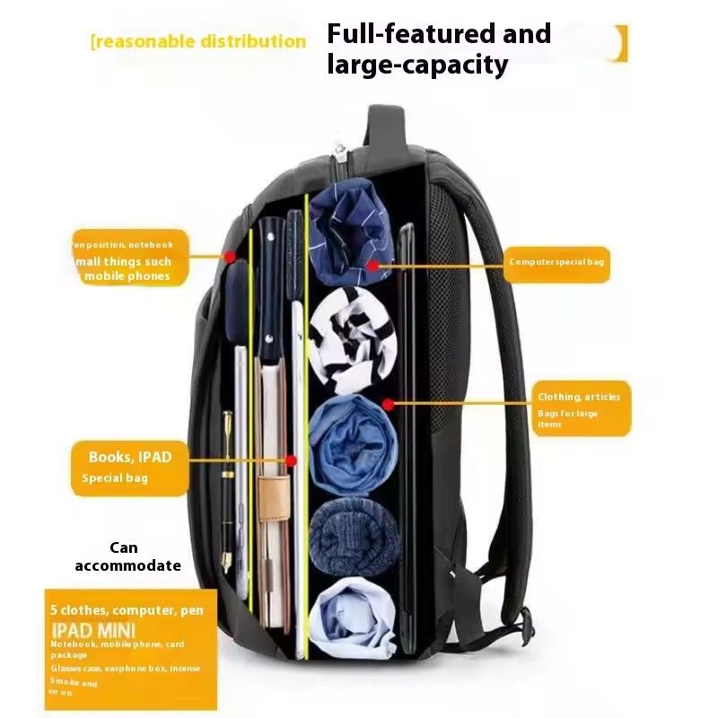 Multi functional men's backpack, large capacity business laptop backpack, waterproof student backpack, leisure bag, travel bag