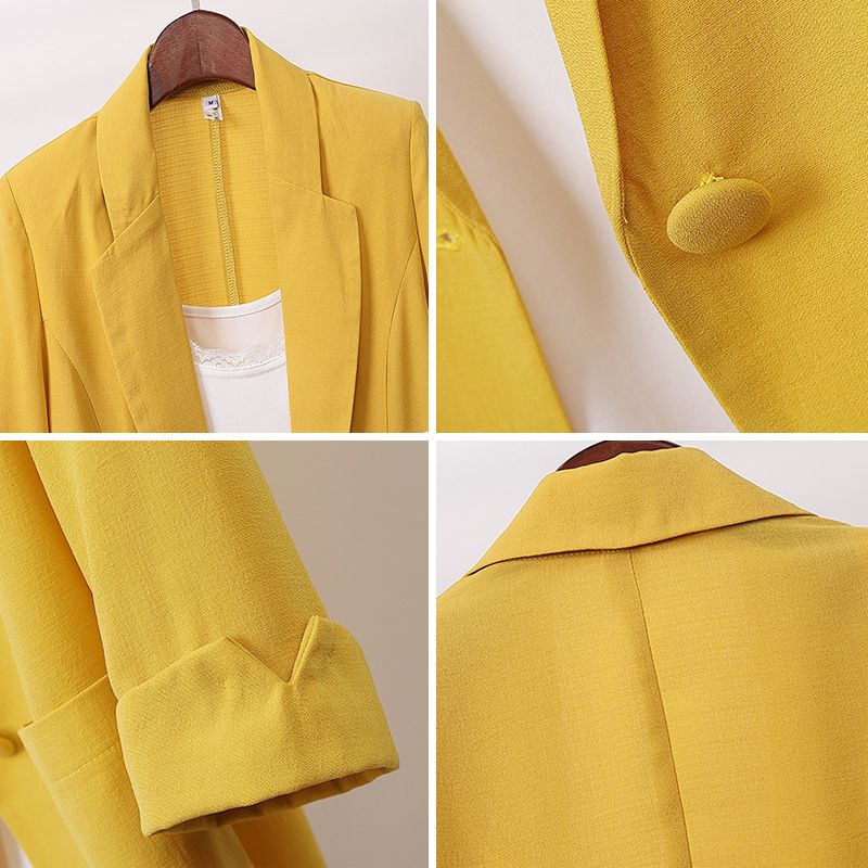 Fashion Retro Ladies Blazer Casual Blazer Cotton Linen Coat Small Suit Mid Length Ladies Jacket