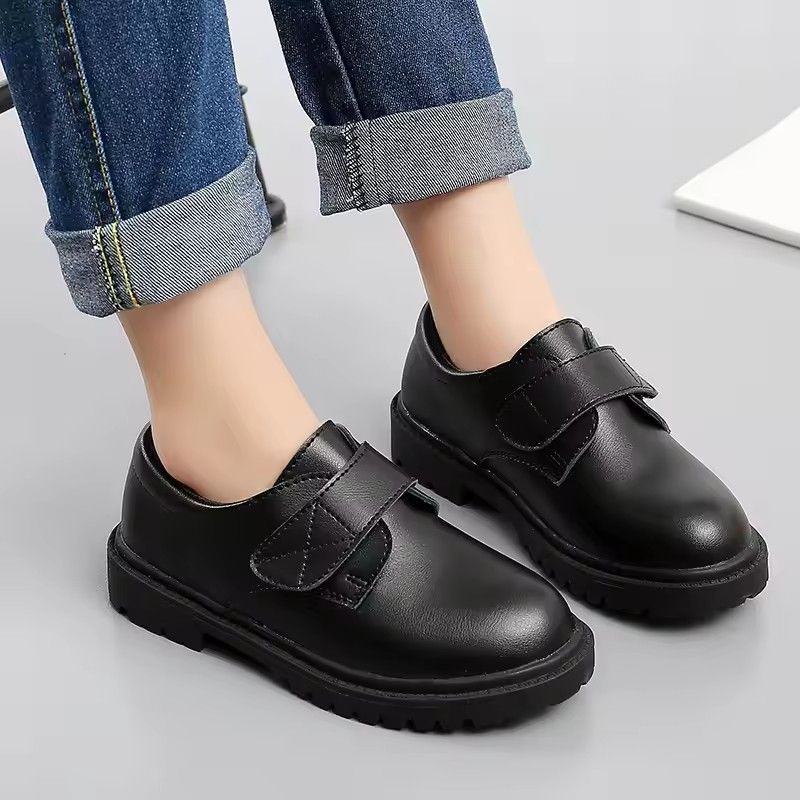Boys' shoes, children's leather shoes, plus size children's teenage shoes, boys' formal attire, wedding shoes, British style, simple black