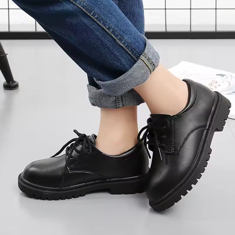 Boys' shoes, children's leather shoes, plus size children's teenage shoes, boys' formal attire, wedding shoes, British style, simple black