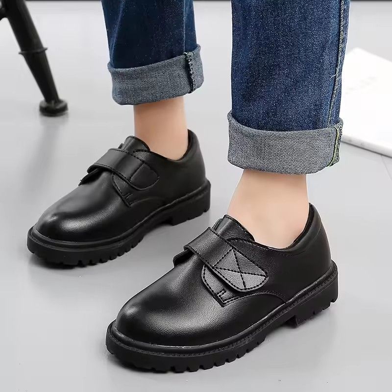 Boys' shoes, children's leather shoes, plus size children's teenage shoes, boys' formal attire, wedding shoes, British style, simple black