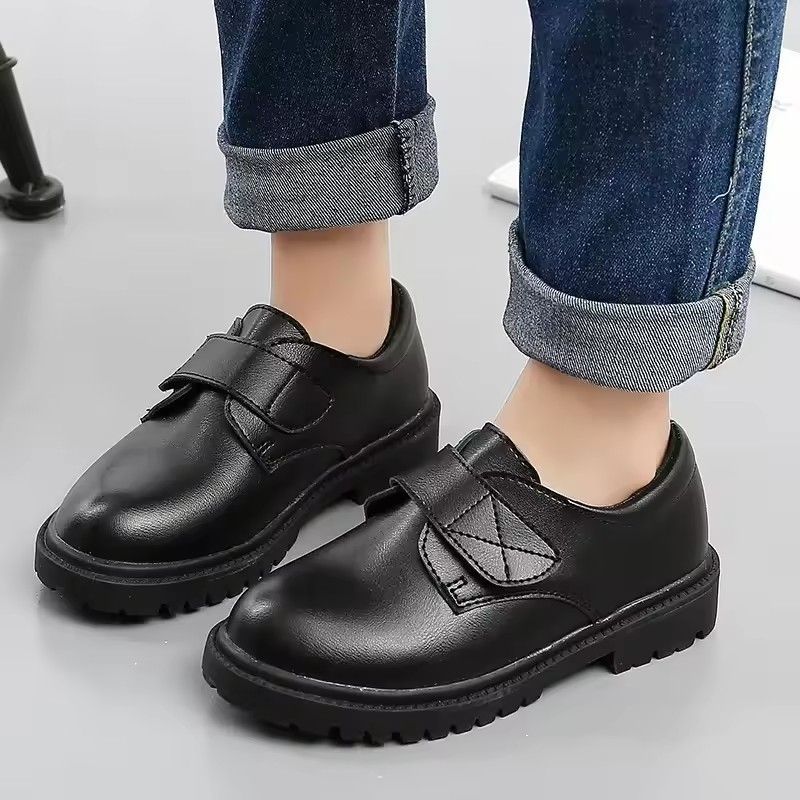 Boys' shoes, children's leather shoes, plus size children's teenage shoes, boys' formal attire, wedding shoes, British style, simple black