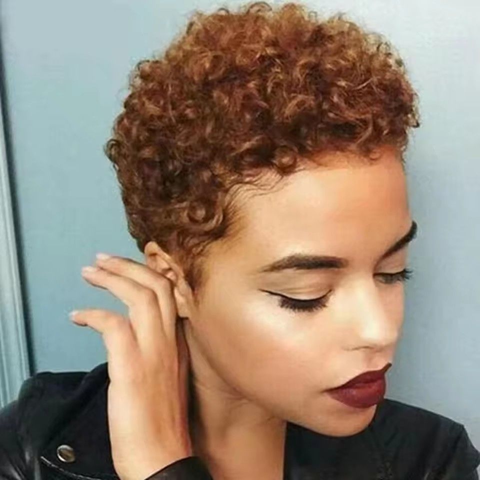 Short Hair Bob Elf Hair Clipper Wig Human Hair Curly Wig Brazilian Hair Virgin Full Machine Cheap Wig Female Human Hair