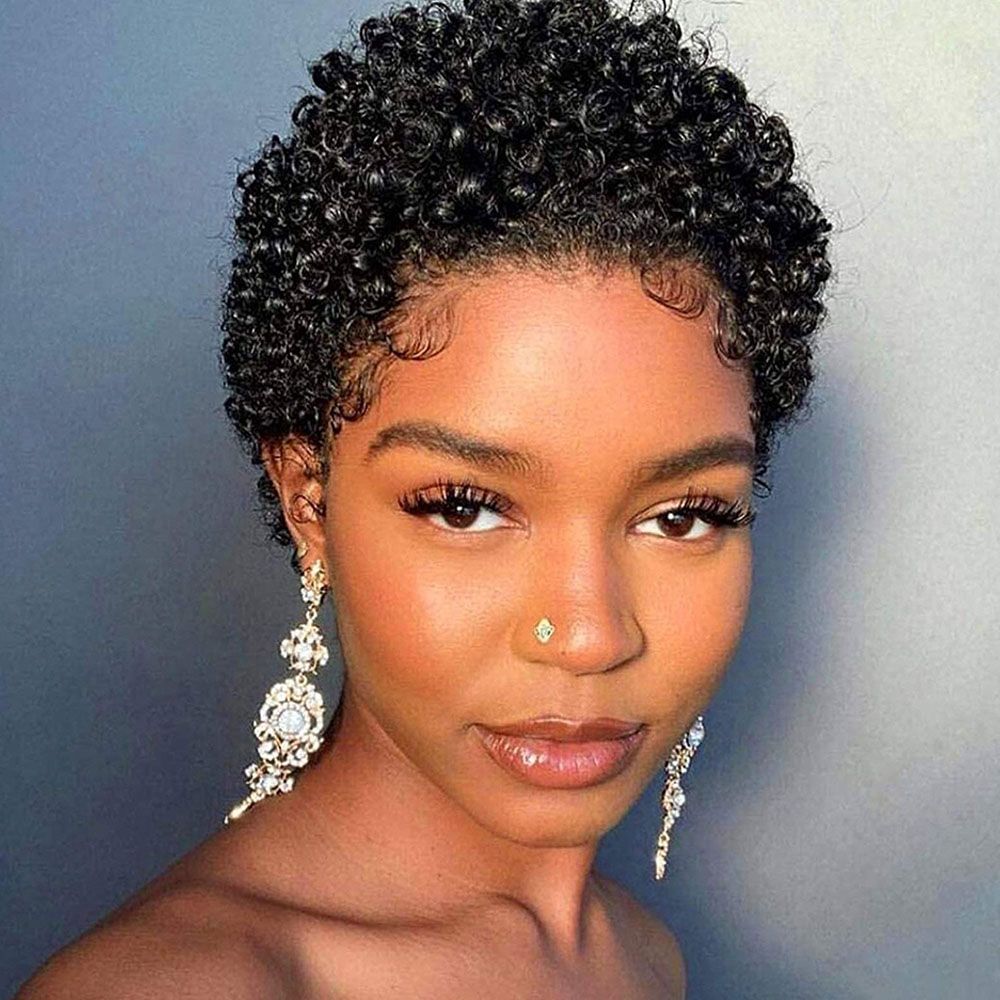 Short Hair Bob Elf Hair Clipper Wig Human Hair Curly Wig Brazilian Hair Virgin Full Machine Cheap Wig Female Human Hair