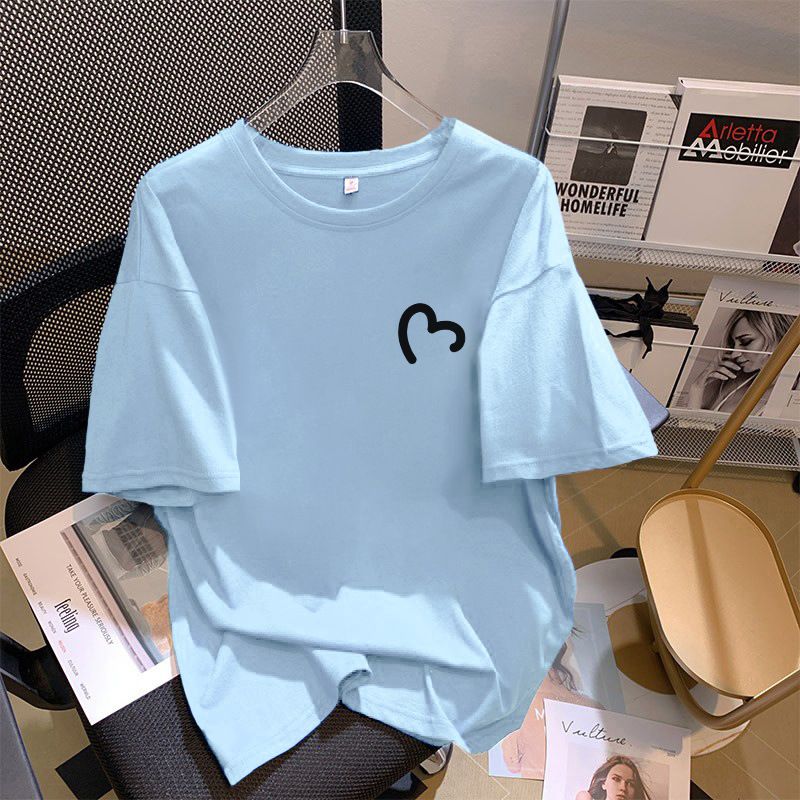 New printed short sleeved T-shirt women's Korean version fashionable casual loose fit printed trendy top