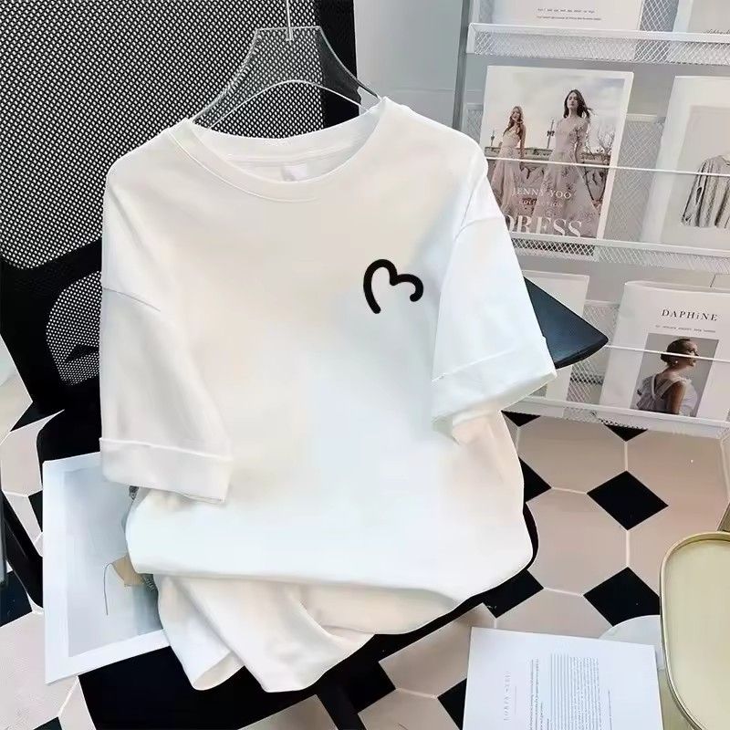 New printed short sleeved T-shirt women's Korean version fashionable casual loose fit printed trendy top