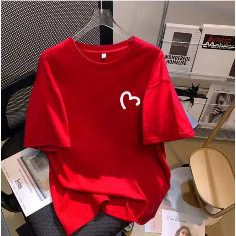 New printed short sleeved T-shirt women's Korean version fashionable casual loose fit printed trendy top