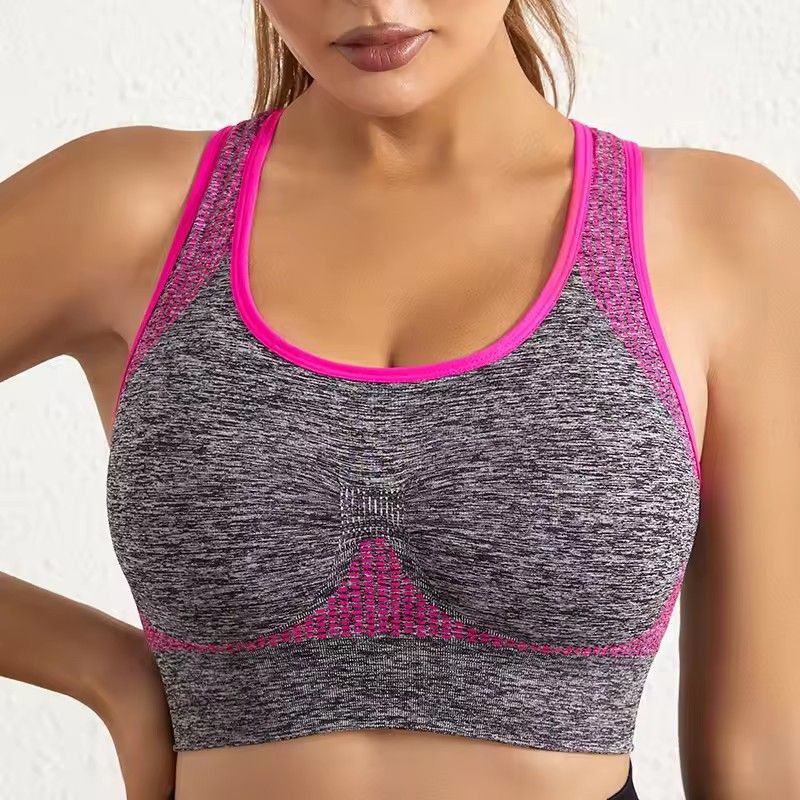 Shockproof quick drying sports vest for women with padding, pleated yoga bra, chest support, fitness running, seamless exercise bra