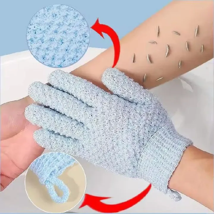 2pcs Shower Bath Scrub Gloves Body Brush Removal Dead Skin Body Wash Cleaning Exfoliate Peeling Glove Bathroom Body Care Tools