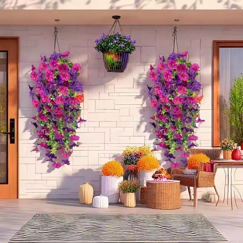 UV resistant artificial hanging flower artificial morning glory outdoor hanging giant plant balcony garden decoration wedding party
