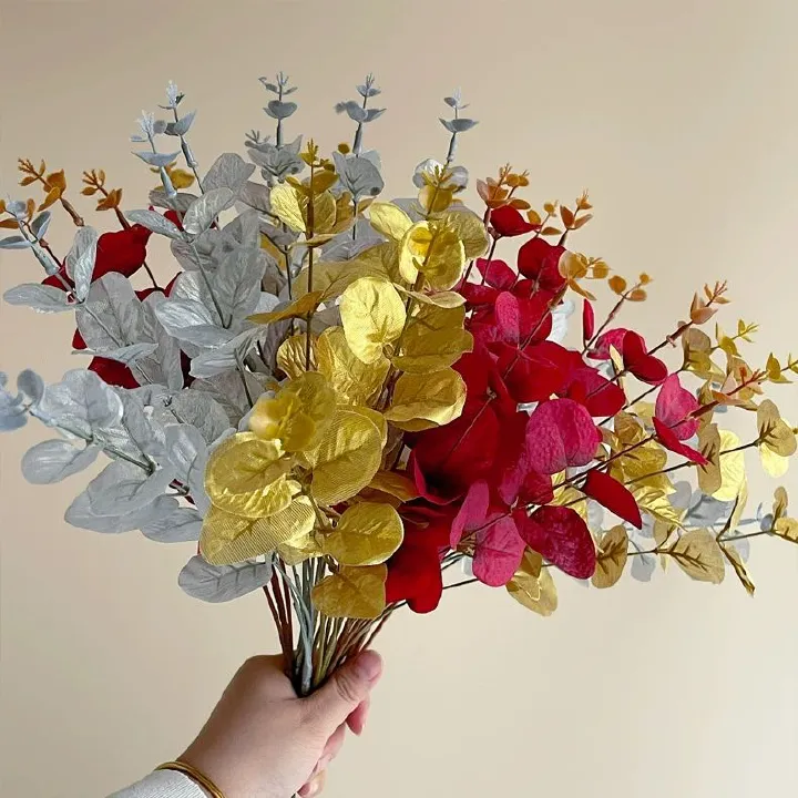 1PC simulation pomegranate fruit, dancing orchid, eucalyptus, lily of the valley decorative flower materials, green plants, home living room decoration ornaments, flower bouquets