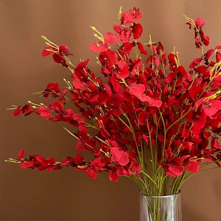 1PC simulation pomegranate fruit, dancing orchid, eucalyptus, lily of the valley decorative flower materials, green plants, home living room decoration ornaments, flower bouquets