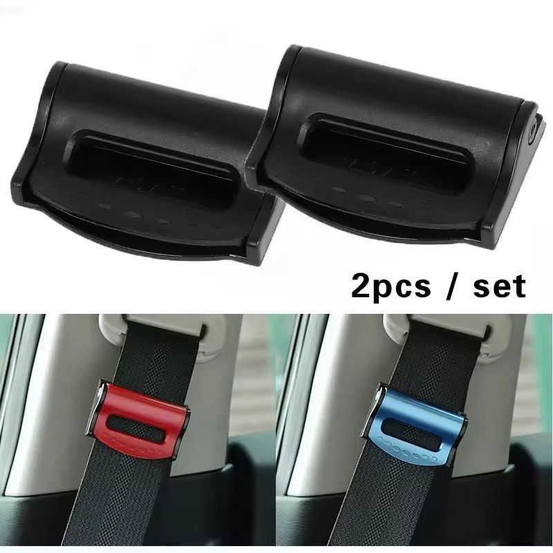 2-piece plastic strong adjustable car seat belt buckle, anti slip seat belt buckle, simple clip, fixed clip, car shape
