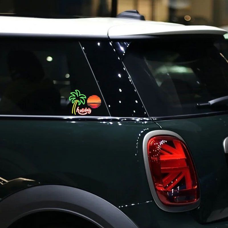 Car personality fun sunset afterglow car sticker body scratch sticker side window glass decoration electric car sticker