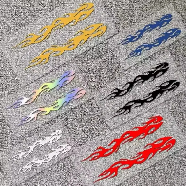 1 pair of 24x4 cm flame strips car stickers, body bumpers, windows, motorcycles, laptops, walls, vinyl stickers, car modification accessories