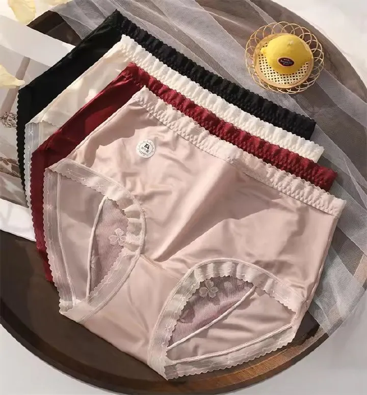 High quality women's underwear sexy women lace underwear satin plus size underwear women hollow underwear women