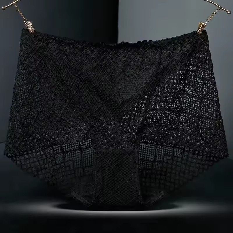 New ladies underwear underwear sexy lace underwear high-fitting girls short high-waist underwear diamond mesh panties