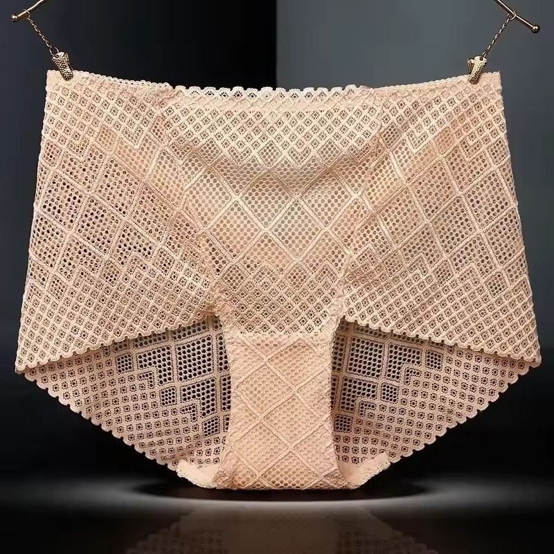 New ladies underwear underwear sexy lace underwear high-fitting girls short high-waist underwear diamond mesh panties
