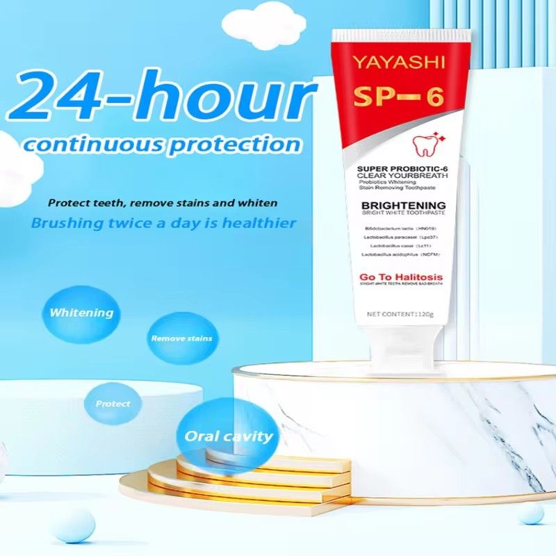 SP-6 probiotic toothpaste whitens teeth, eliminates plaque stains, whitens teeth, promotes oral hygiene, freshens breath, Denta 120g
