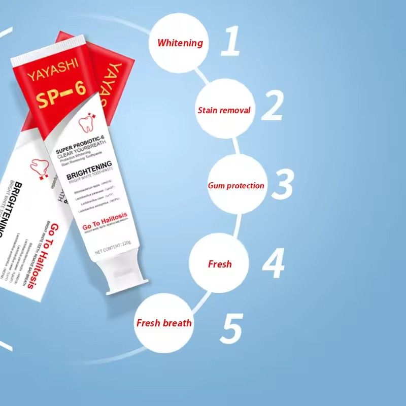 SP-6 probiotic toothpaste whitens teeth, eliminates plaque stains, whitens teeth, promotes oral hygiene, freshens breath, Denta 120g