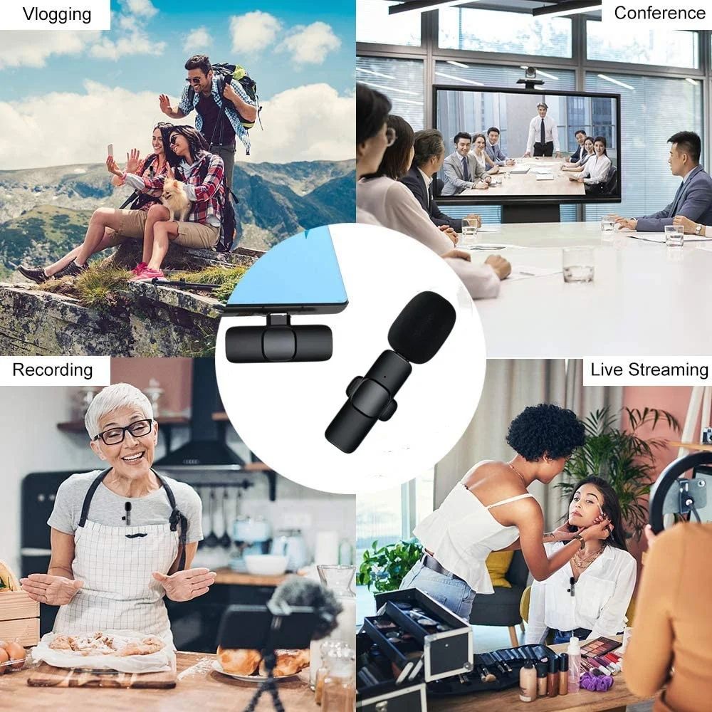 New wireless lavalier microphone portable audio and video recording mini microphone suitable for iPhone, Android, live streaming, gaming, phone calls microphone