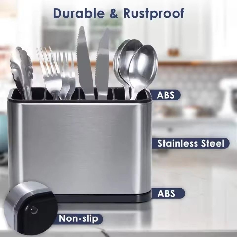 Stainless steel cutlery rack, household cutlery drain rack, spoon storage, kitchen storage rack, dishwasher rack