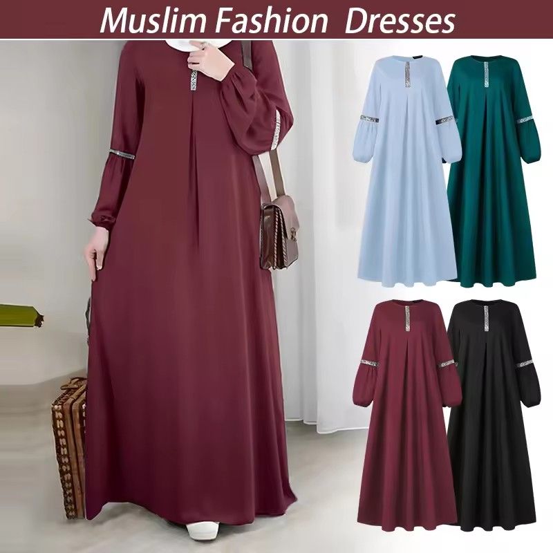 Women's Muslim sequins dress moderate abaya ramadan fashion evening gown Türkiye Kaftan Islamic clothing Caftan clothes