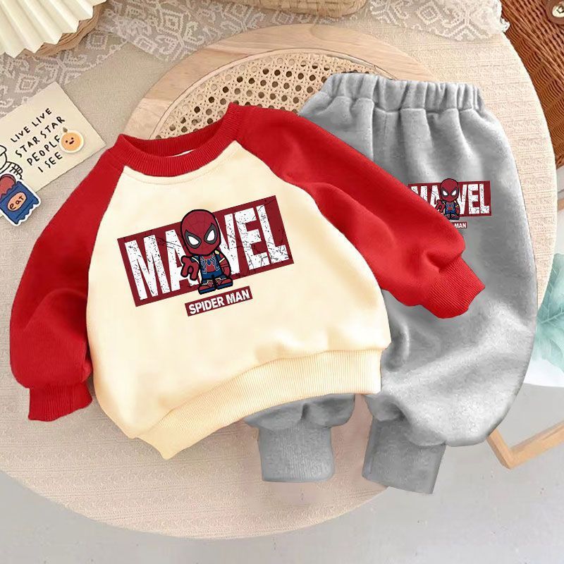 Marvel Spider Man Kids' Sports Set - Boys' Long Sleeve Hoodie and Sweatpants Two Piece Set - Girls' Casual Sportswear