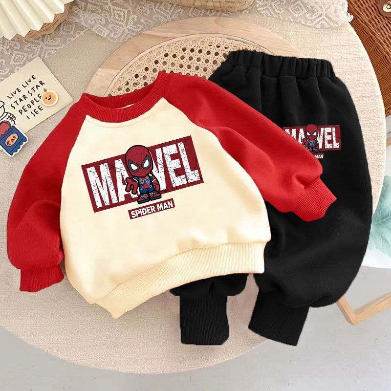 Marvel Spider Man Kids' Sports Set - Boys' Long Sleeve Hoodie and Sweatpants Two Piece Set - Girls' Casual Sportswear