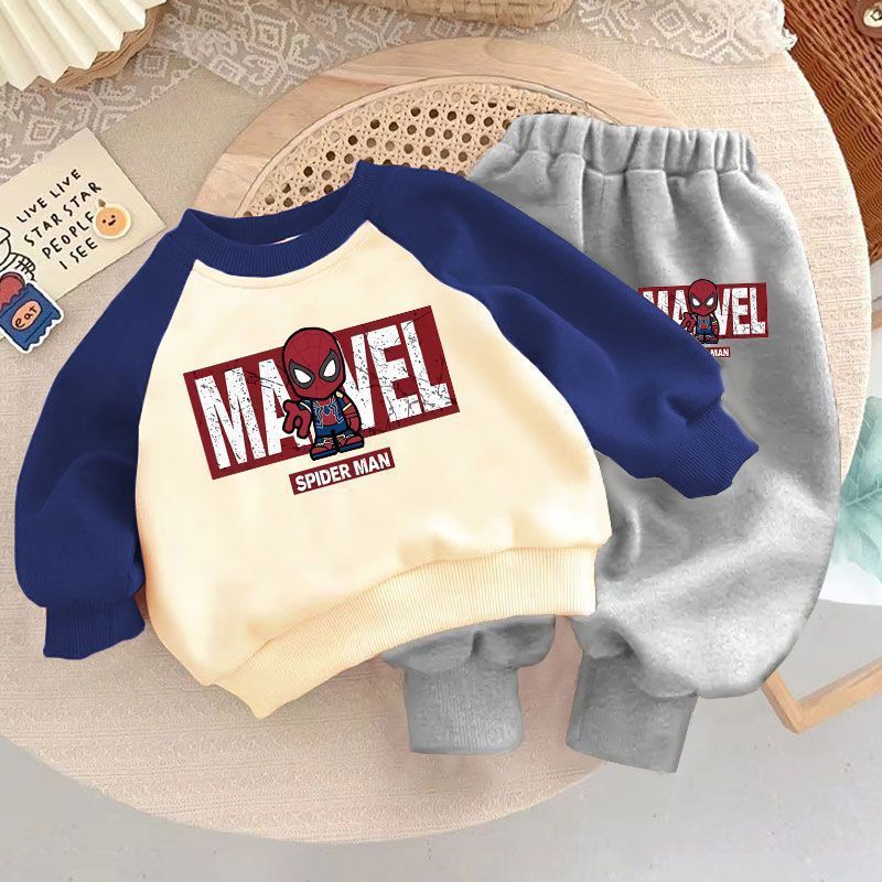 Marvel Spider Man Kids' Sports Set - Boys' Long Sleeve Hoodie and Sweatpants Two Piece Set - Girls' Casual Sportswear