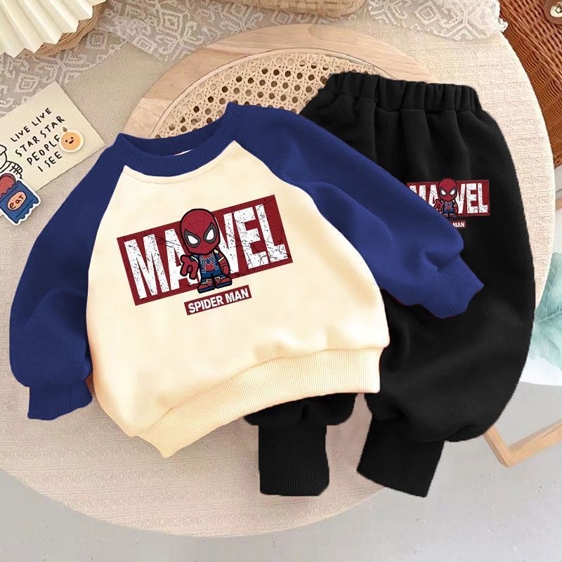 Marvel Spider Man Kids' Sports Set - Boys' Long Sleeve Hoodie and Sweatpants Two Piece Set - Girls' Casual Sportswear